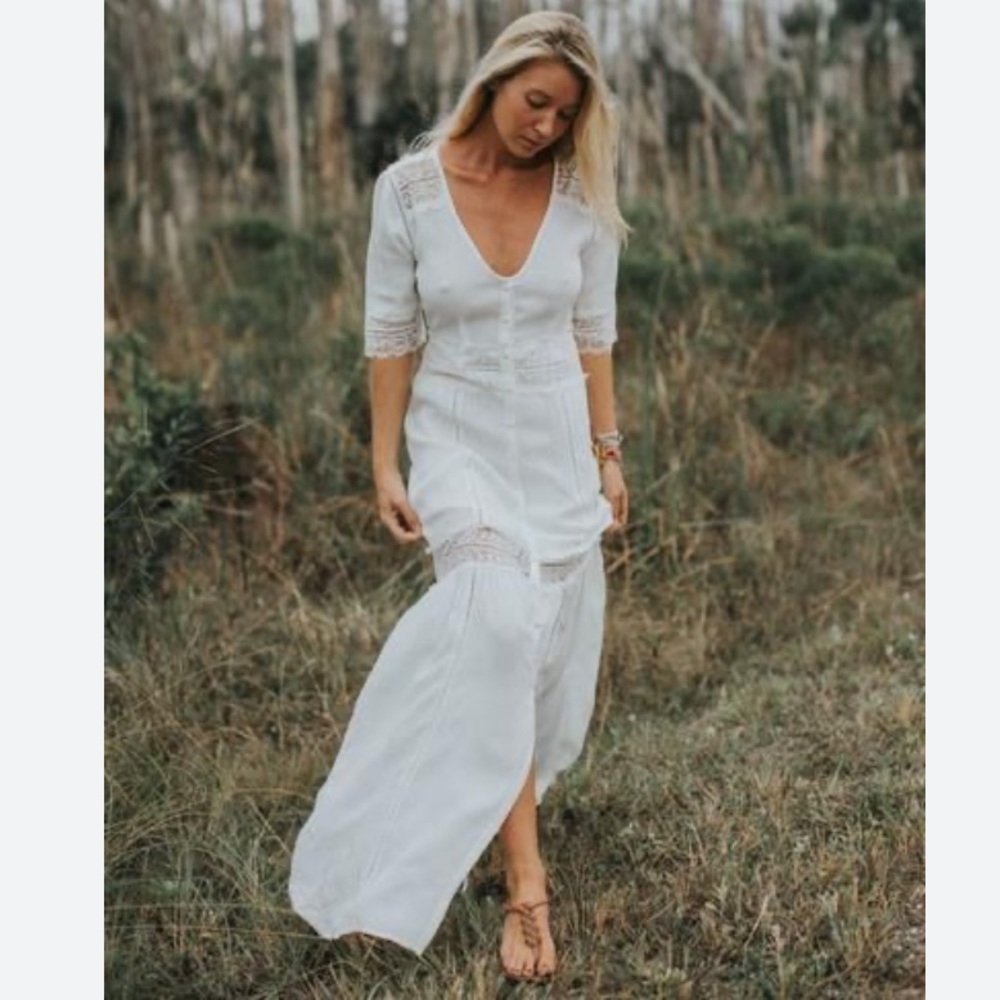 Amuse Society White Last Call Button Front Dress